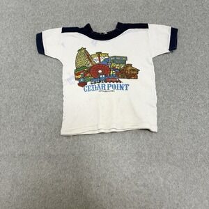 Vintage Rare 60s 70s Cedar Point T-Shirt Boys M Roller Coaster Water Print
